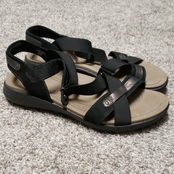 Earth Shoes - Earth Black Leather Adjustable Sandals Bali 10